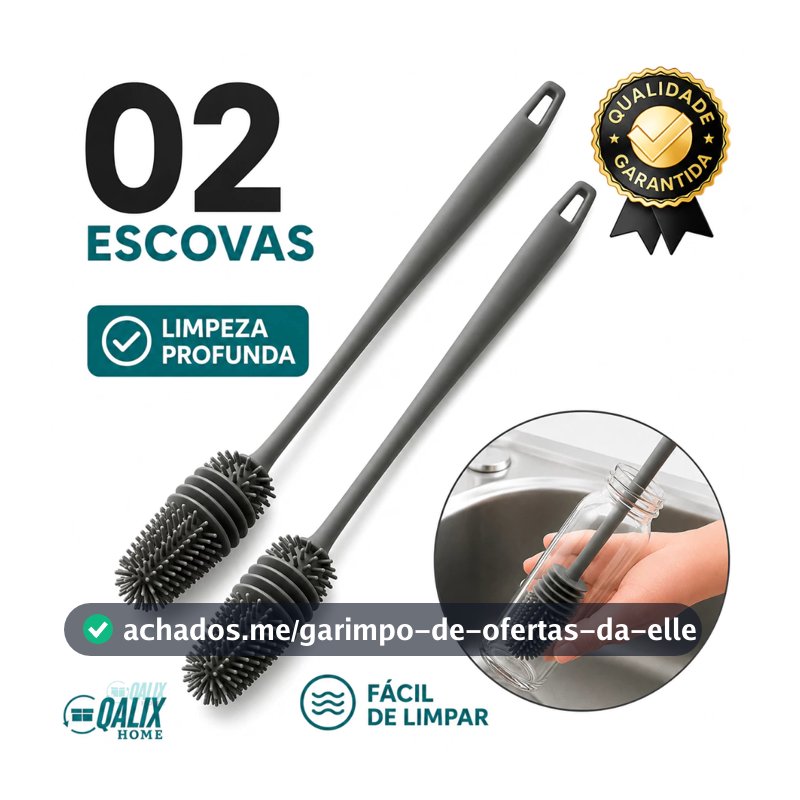 Escovas Silicone para Lavar Garrafas Mamadeiras Copos Taça Louça Flexível
