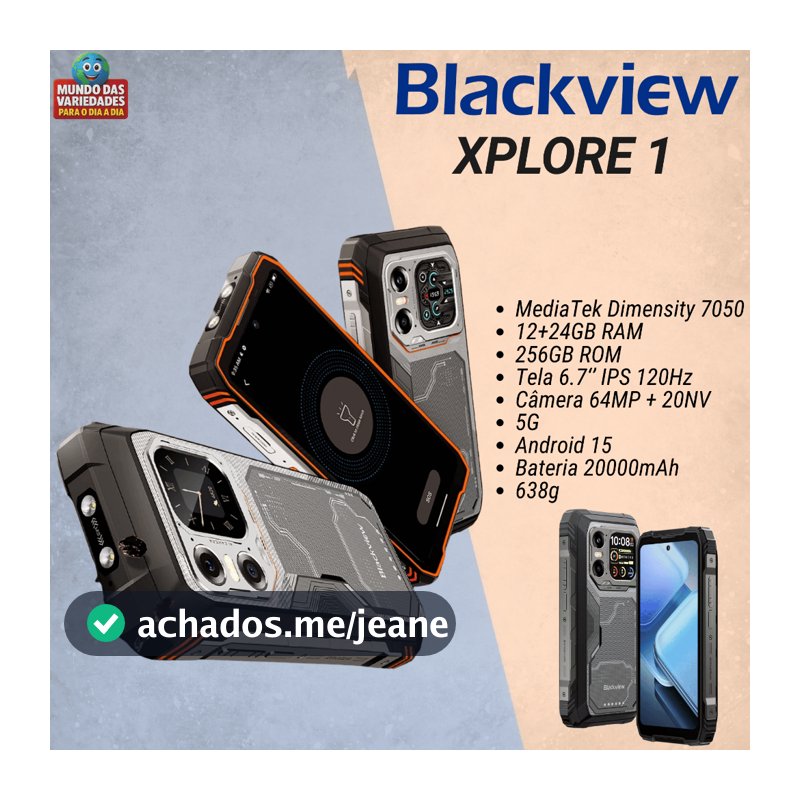 Blackview XPLORE 1 12GB + 24GB RAM / 256GB  / Tela 6.78" 120Hz  / Bateria 20000mAh
