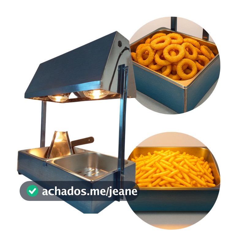 Conservador de Frituras Inox 2 Cubas com pá para batata e 2 Lâmpadas 250W – Profissional Gomes Inox