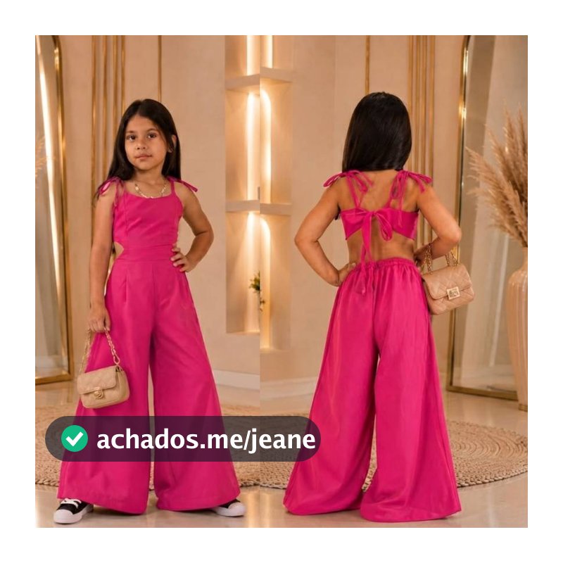 Macacão Liso longo pantalona  menina 04 ao16 anos moderno e casual estiloso moderno