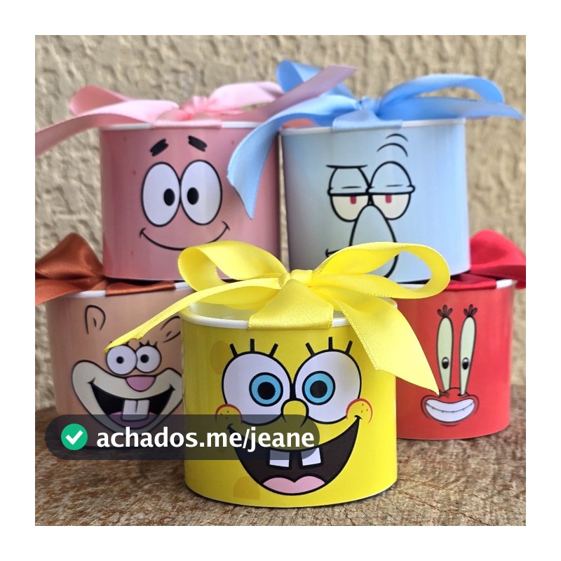 Kit Tubolatas Personalizadas BOB ESPONJA PERSONAGENS | Lembrancinha Maternidade | Aniversário | Chá de Bebê | 5x6