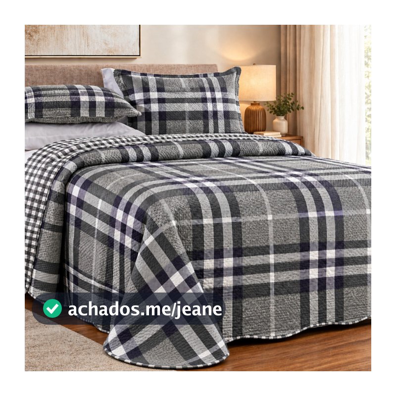 Kit Cobre Leito Colcha Premium Bordado Dupla Face com Porta-Travesseiro Solteiro Casal Queen King Matelado