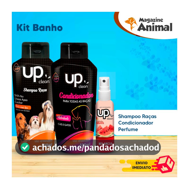 Kit Banho Shampoo para Cachorro Shih Tzu Lhasa + Condicionador 500ml Kit Shampoo Pet Shih Tzu Cheiroso UP Clean