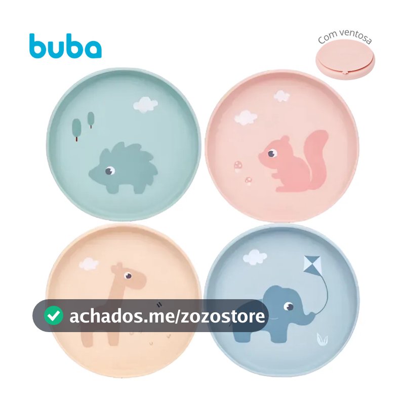 Pratinho Em Silicone Com Ventosa Cloudy Buba Infantil Introdução Alimentar Prato Raso Refeição Bebê.