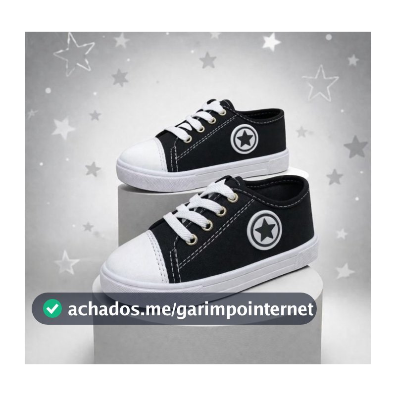 Tênis Infantil Sapatênis Casual Criança Modelo Unissex Preto Menino Menina Promoção Original