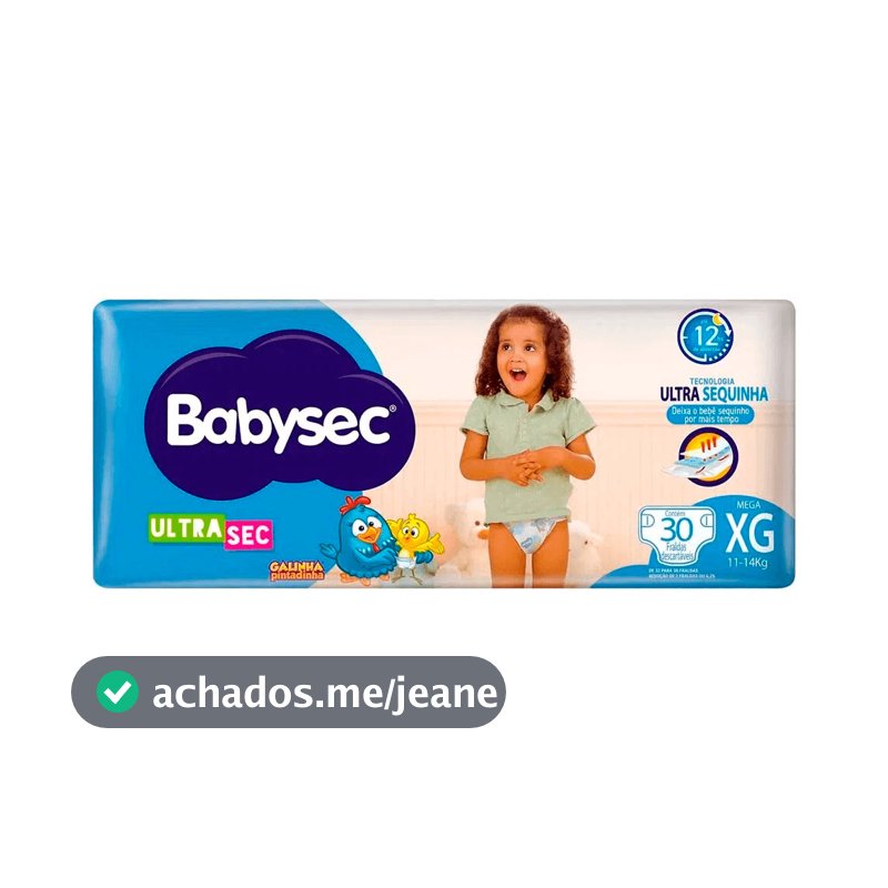 Fralda Descartável Babysec Galinha Pintadinha Ultrasec Mega XG 30 Unidades