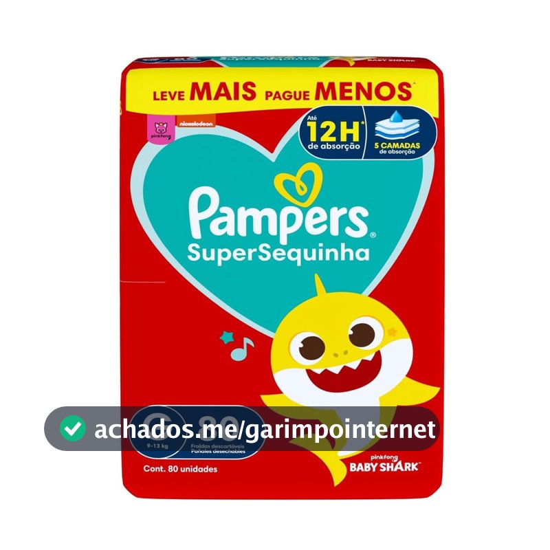 Fralda Descartável Pampers Supersequinha Jumbo G 80 Tiras