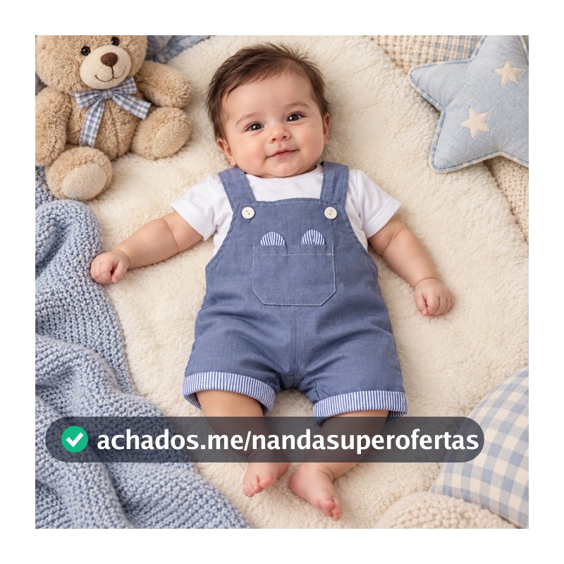 Jardineira Jeans Nika Baby Bebê Ryan