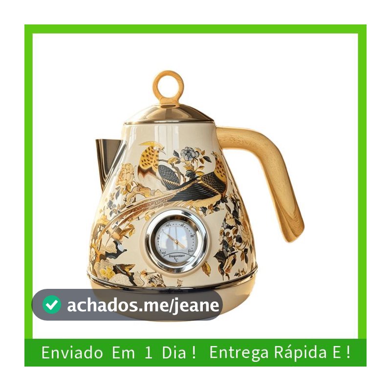 - joyce 1.7L Retro Chaleira Elétrica Controle De Temperatura Flores E Pássaros Vintage Caldeira De Água Bule De Chá Para