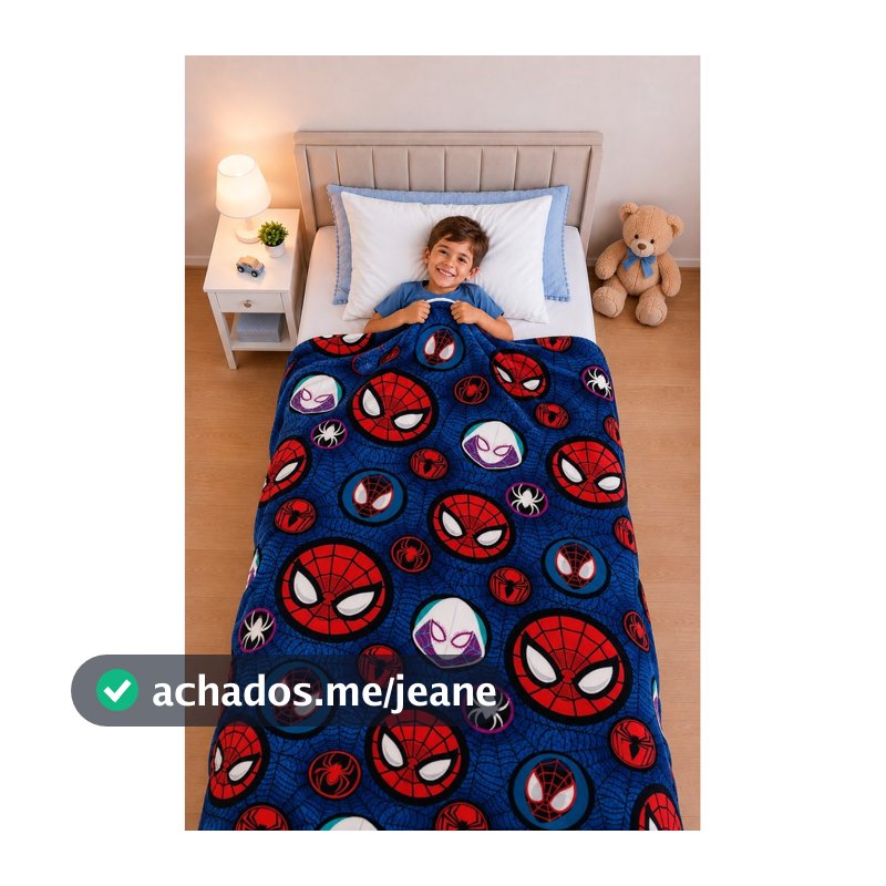 Manta Infantil Flanelada Mantinha Cobertor Macio Quentinho Cama Aconchegante Quarto Herói Aranha Desenho Teia Azul Baby