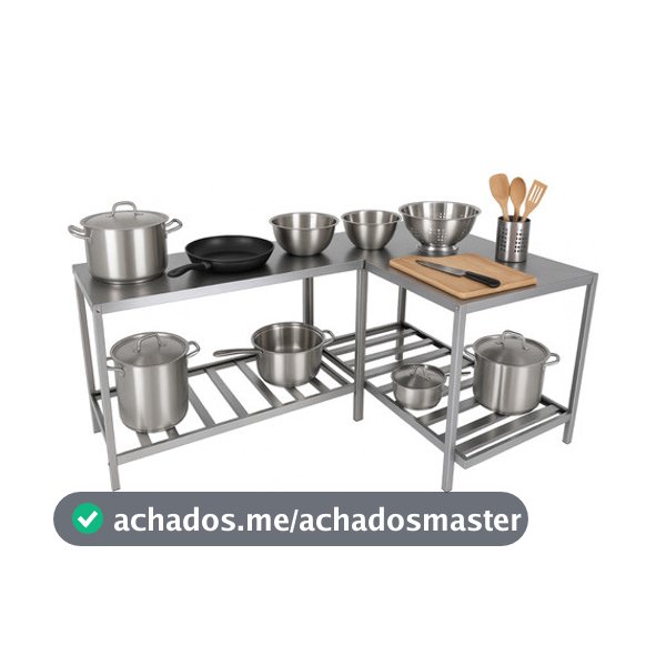 Kit Com 2 Mesas De Inox Suporte Paneleira Choppeira 92cm