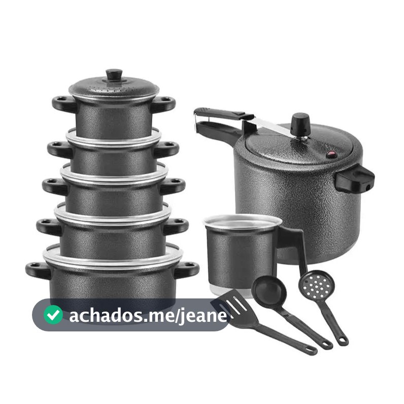 Kit 10 Peças Jogo de Panelas Conjunto Pressão Leiteira e Talhares Alumínio Extra Forte