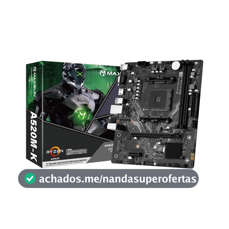 Placa Mae Maxsun Challenger A520M-K DDR4 Socket AMD AM4 M-ATX Chipset AMD A520, MS-CHALLENGER-A520MK