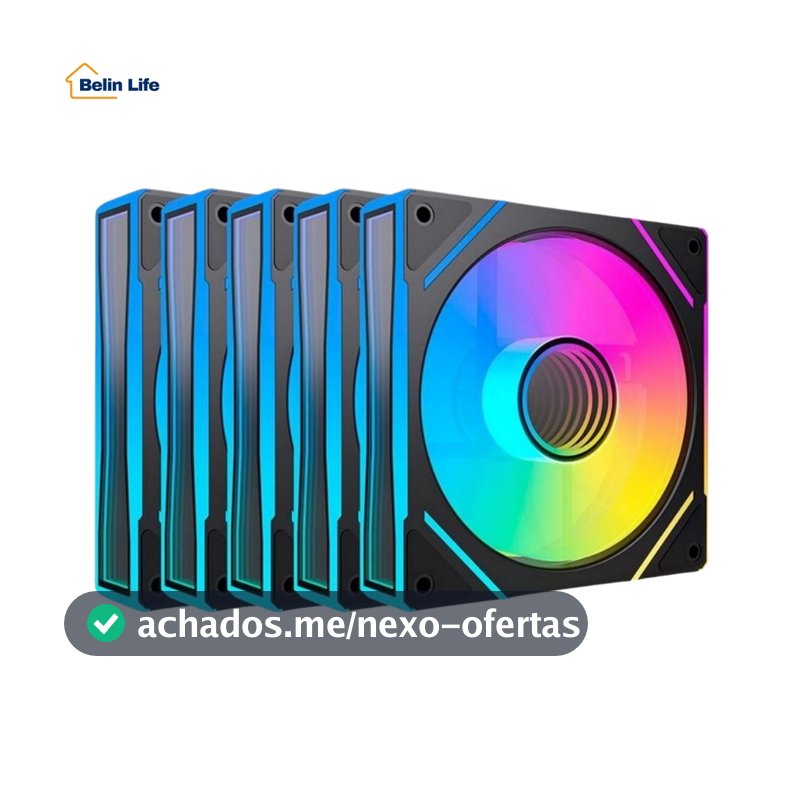 Kit 5 Fans ARGB 120mm Gabinete Gamer 5V 3 Pinos 1300 RPM Silencioso Controle De Luz RGB PC Desktop