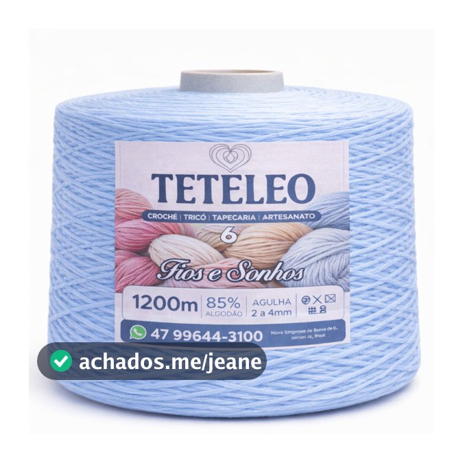 Barbante Antialergico Sem Poeira 1200 Metros Para Crochê Teteleo  Fio Número 6 Colorido N.º 6