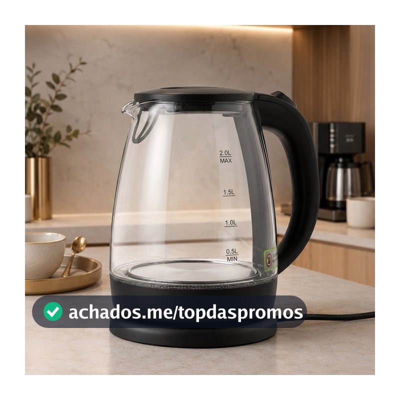 Chaleira Elétrica Jarra 1.8L Café Chá Inox 110v Vidro