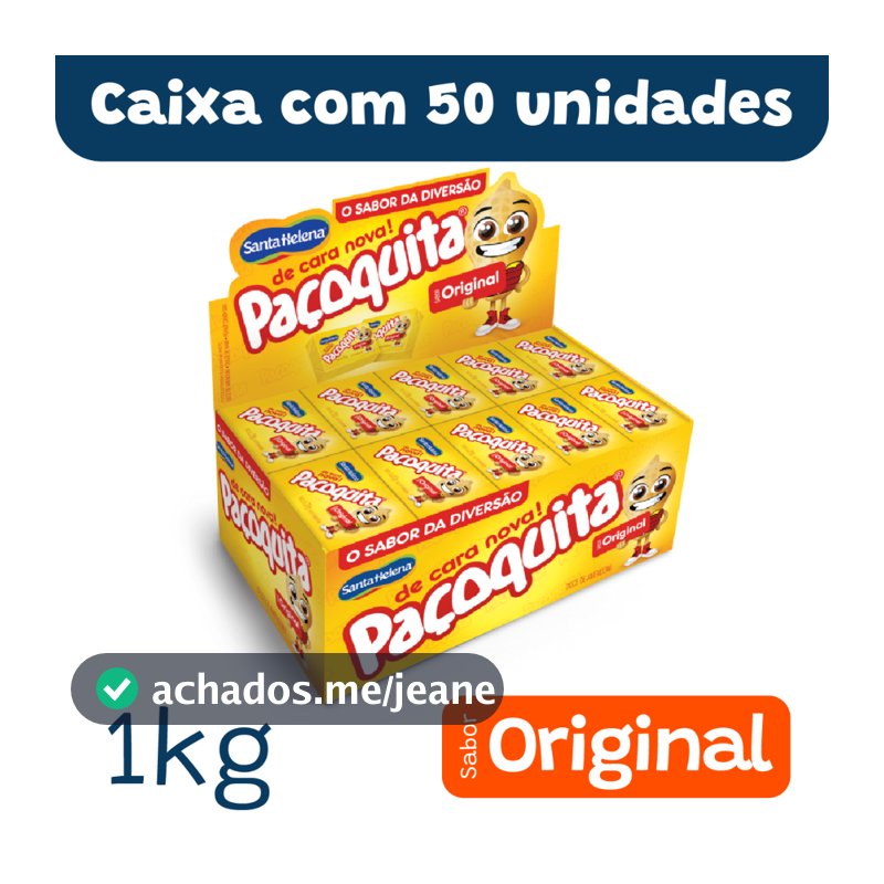Paçoquita Paçoca Santa Helena Doce Tradicional Festa Junina Aniversário Caixa 50 Unidades 1kg