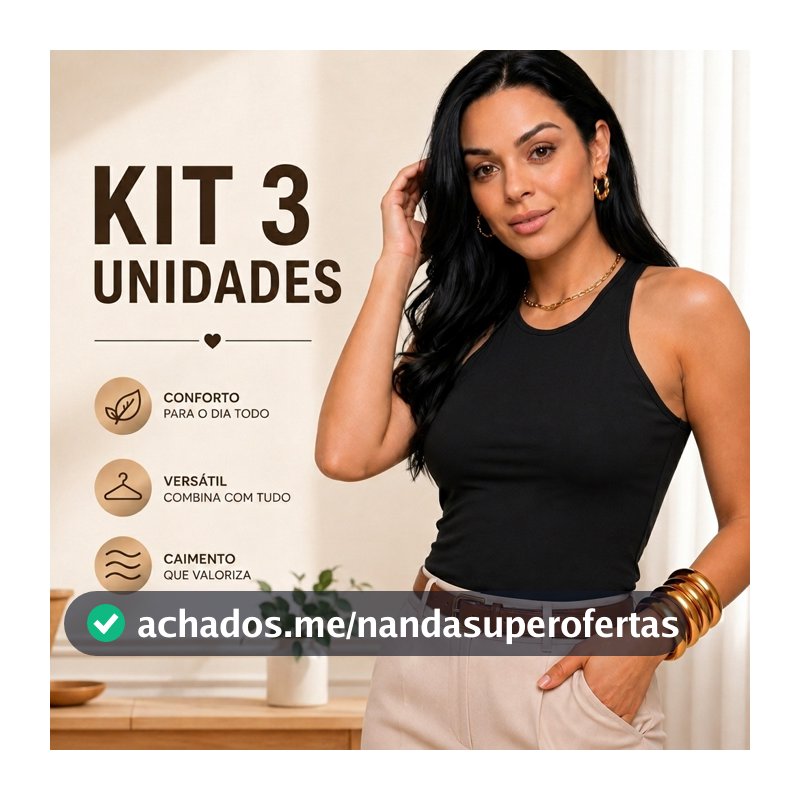 KIT 3 Regatas Premium Blusa Feminina Suplex Duplo Básica Lisa Blogueira Tendencia Envio Imediato