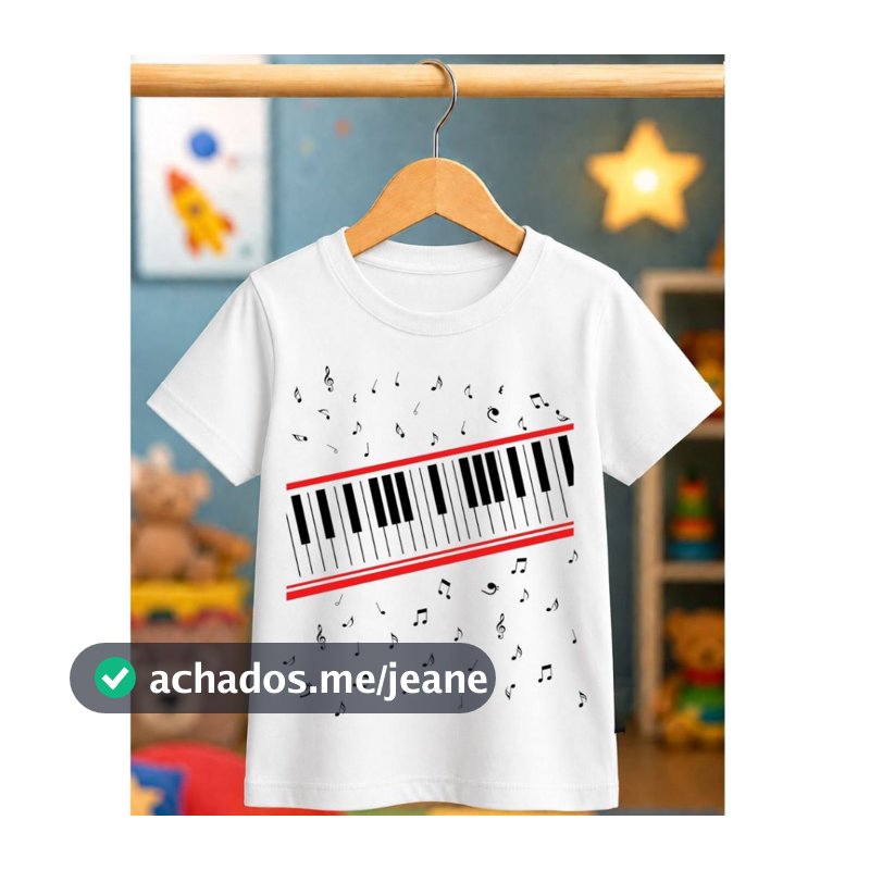 Camiseta Basica Infantil 100% Algodão Premium Camisa Streetwear Michael Jackson Teclado Piano
