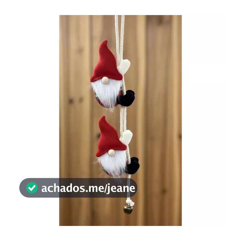 Enfeite de Porta Gnomos Nórdicos Natalinos com Guizo/Papai Noel/Natal