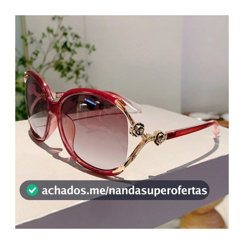 Elegante Tendências Vermelhas Tons Flor Corrente Design Decoração Óculos De Sol Feminino Ao Ar Livre Condução Caminhadas