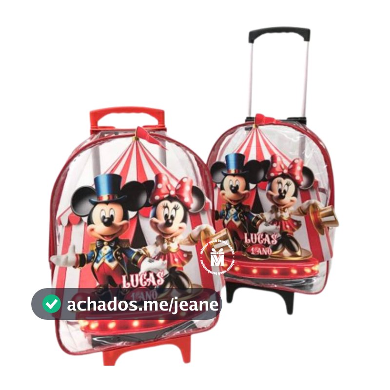 10 Mochila Escola 3D c/ Cristal de Rodinha