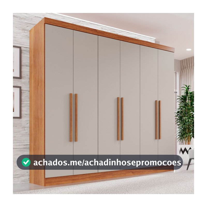 Guarda-roupa Casal 6 Portas 2 Gavetas França Cinamomo/Off White