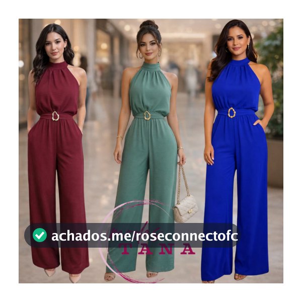 Macacão Feminino Longo Pantalona com Gola Halter e Cinto Dourado – Elegante para Festa e Eventos