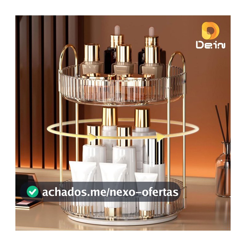 Organizador de Maquiagem Giratório – Suporte Multiuso 2/3 Andares p/ Cosméticos e Perfumes