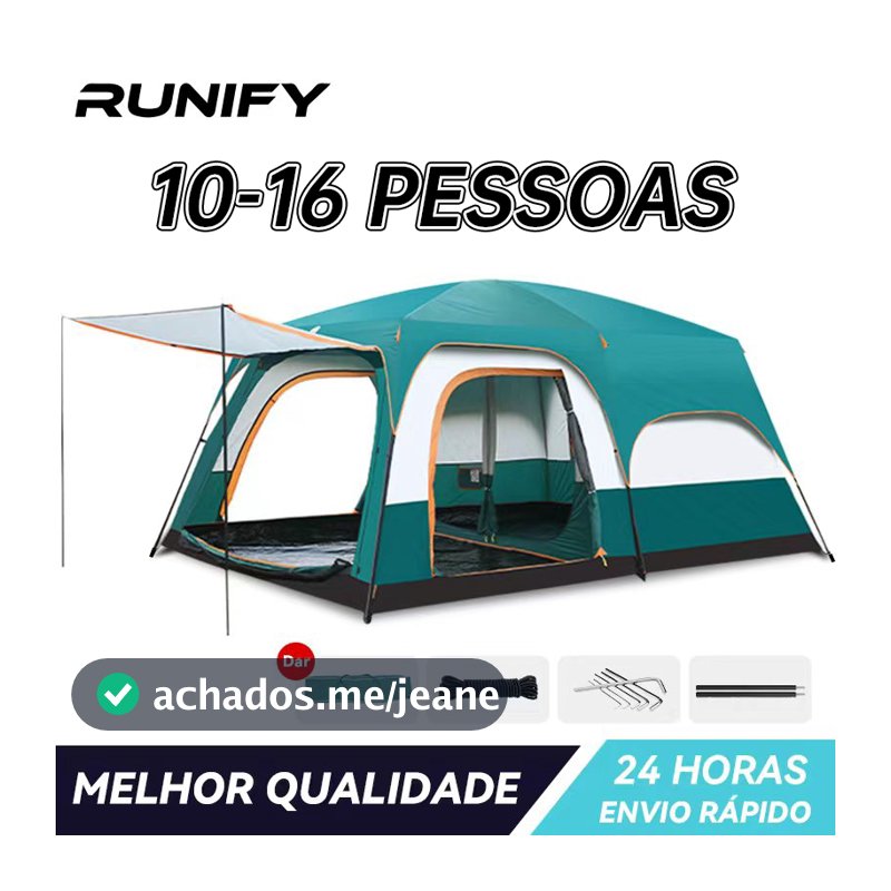 Runify Barraca de Camping Sotiay Grande Familiar Impermeável 2000mm com Divisória para Acampamento