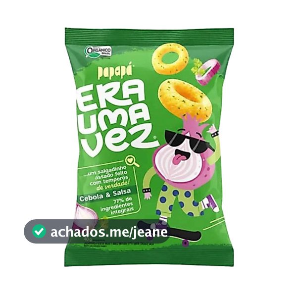 Salgadinho Integral e Orgânico Sem Glúten Sabor Cebola e Salsa 40g Era uma Vez - Papapa