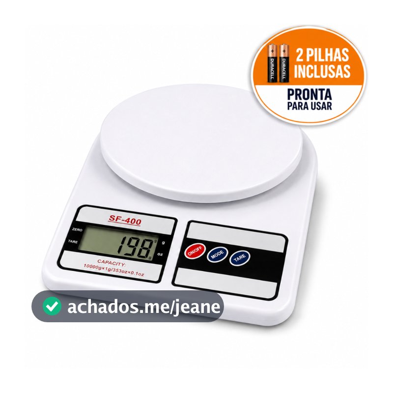 Balança Digital Cozinha 10kg 1g Tara Alimentos Pilhas Inclusas