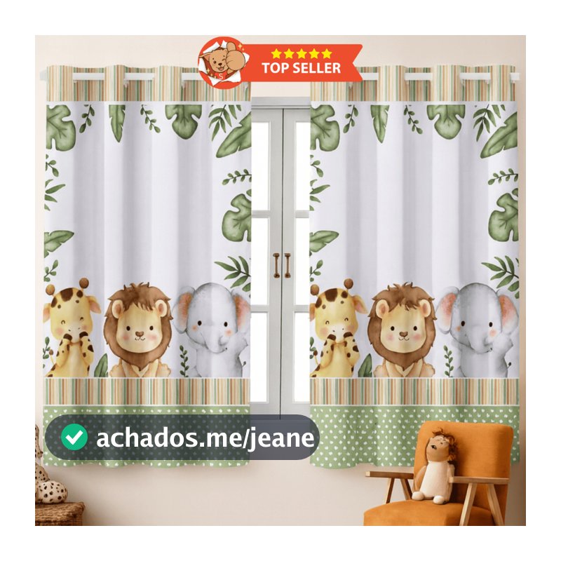 Cortina Encantos 2,00 x 1,50 Decoração Ideal para Quarto Baby, Infantil, Menina, Menino