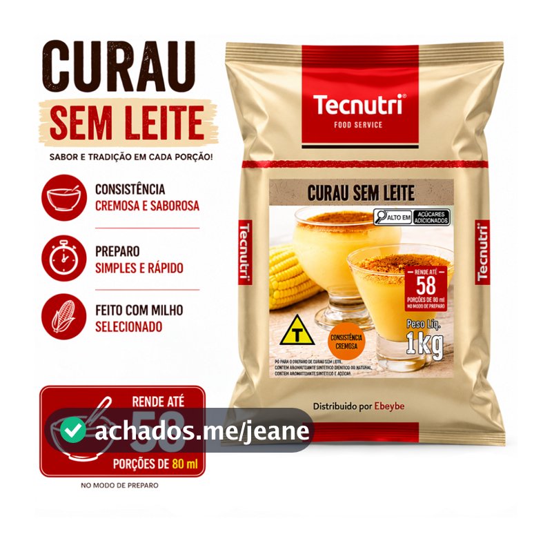 Curau Sem Leite 1kg | Rende 58 Porções de 80ml Tecnutri