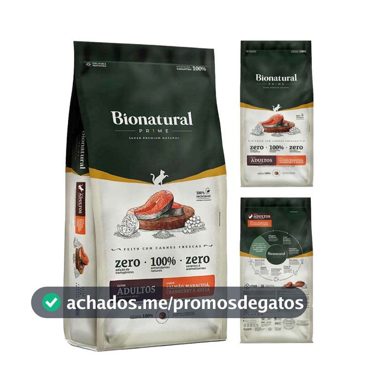 Ração Bionatural Prime para Gatos Adultos sabor Salmão 20 KG