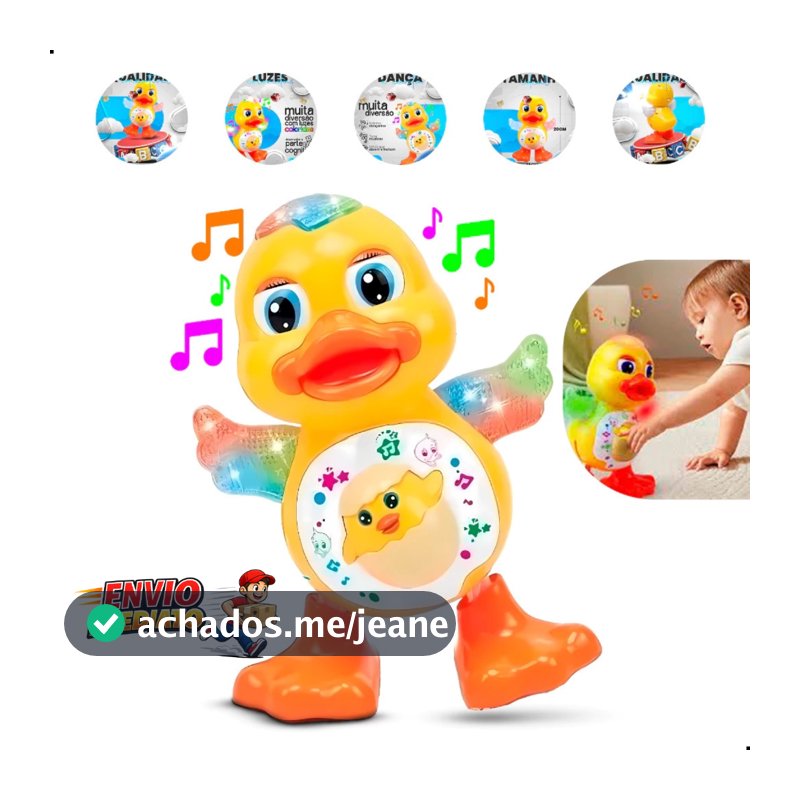 Brinquedo Patinho Pato Dançarino Musical Com Som Luz Infantil