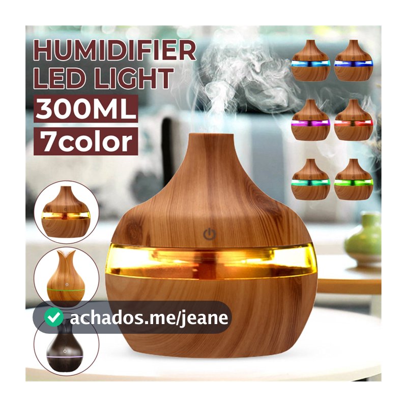 Umidificador E Aromatizador De Ar 8H Difusor Elétrico Ultrassónico De Ambiente Portátil Led Quarto