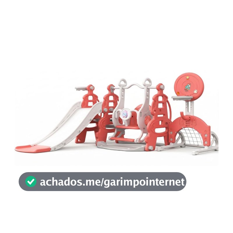 Playground Infantil Brinquedo Multifunções 6x1 Escorregador com Balanço Cesta de Basquete e Gol