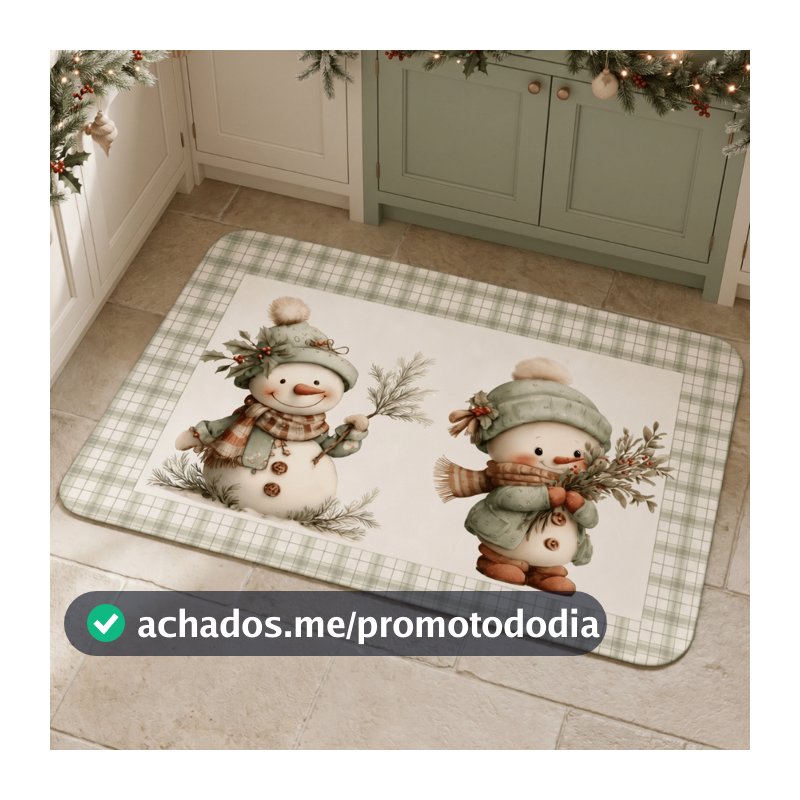 Tapete Antiderrapante 50x60 Capacho Natalino Cozinha Sala Decoração de Natal Casa Premium