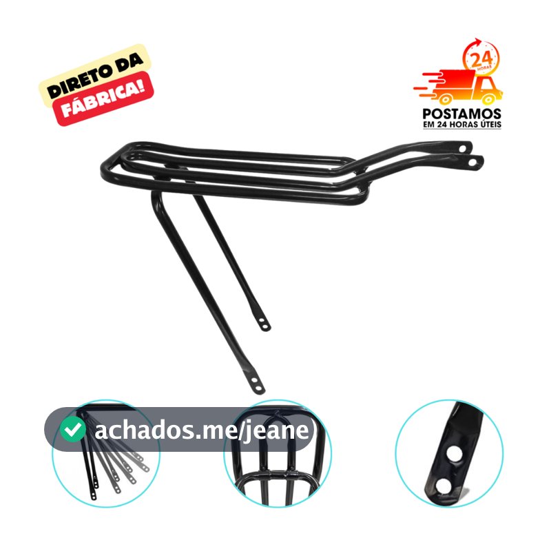 BAGAGEIRO TUBULAR TRASEIRO PRETO DE BIKE ARO 26 E 24 TUBÃO ARTICULADO