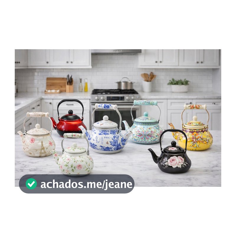 Chaleira Cafeteira Esmaltada 1,5 Litros Estampada Floral
