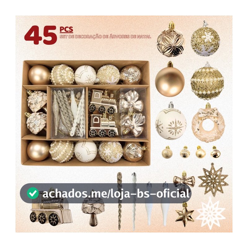Kit 45 Bolas de Enfeites de Natal Decoração Natalina Árvore Bolinhas Pendentes