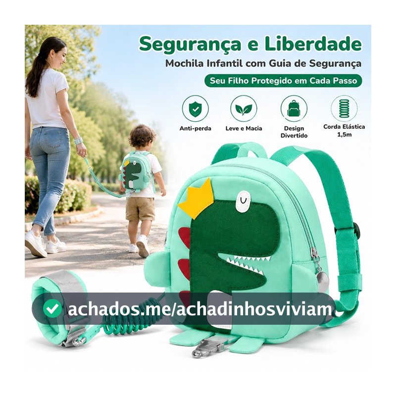 Mochila Infantil Anti Perda com Guia de Segurança, Arreio e Trela para Crianças Pequenas, Alça de Proteção para Passeios