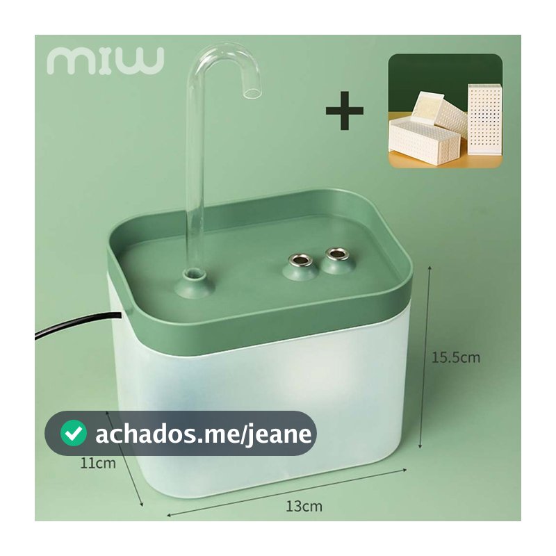 MIW Bebedouro Gato Fonte de Água com Filtro Automático Elétrica Bivolt Silencioso 1,5L