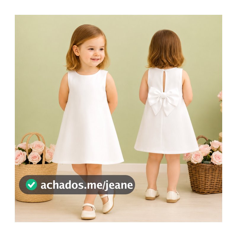 Vestido Infantil Branco, vermelho e rosa | Vestido Clássico Menina 1 a 8 Anos