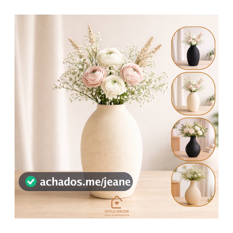 VASOS CERAMICA DECORATIVOS NUDE PRETO FOSCO DESIGN MODERNO ELEGANTE SALA QUARTO OU APARADOR