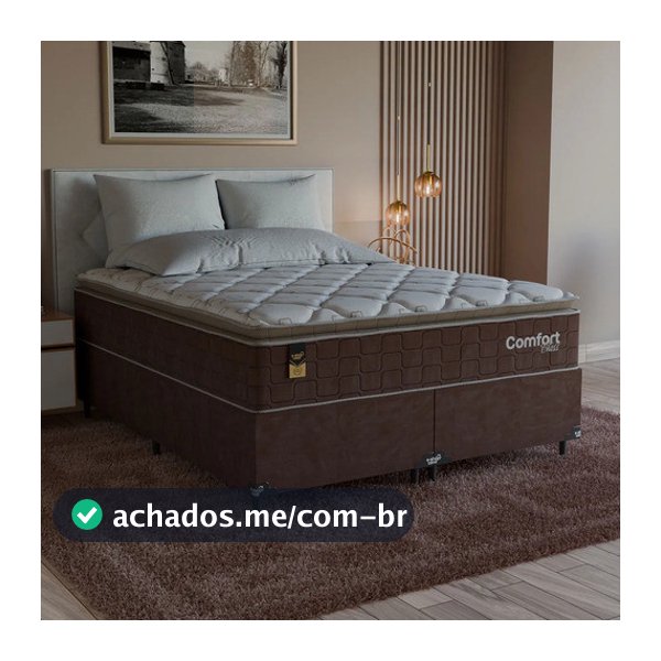 Cama Box Queen + Colchão Comfort Class Pillow Top 158x198cm  Marrom/suede Marrom