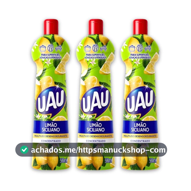 Kit 3un Multiuso 500ml Limão Siciliano Uau Superfícies e Utensílios