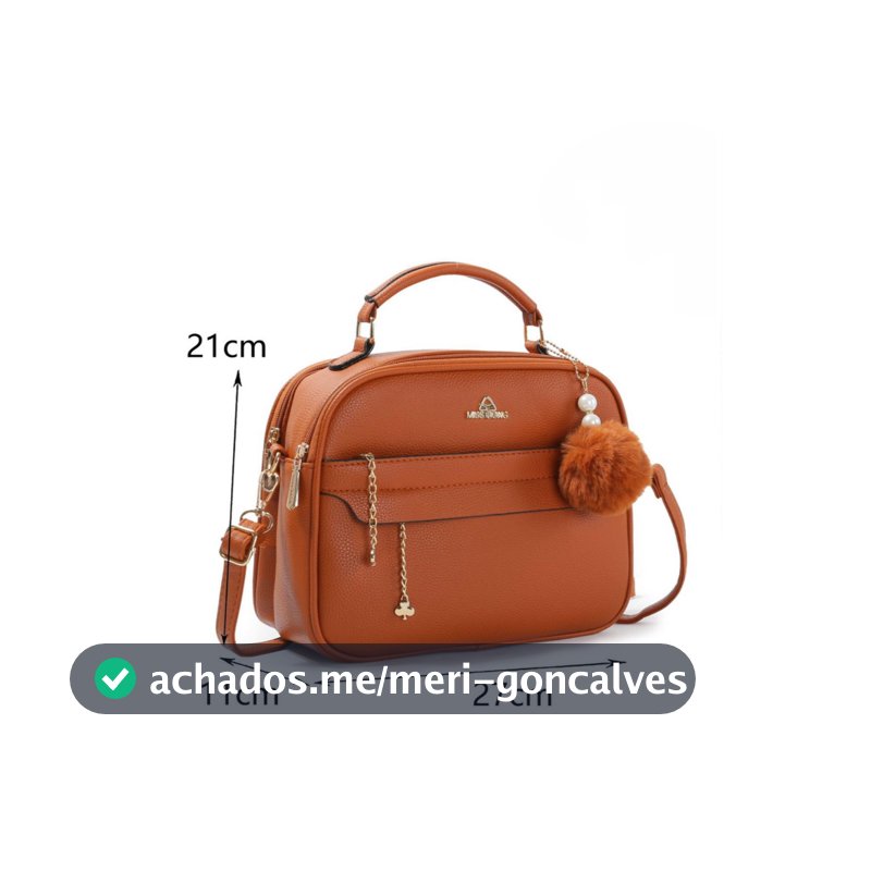 Bolsa Crossbody Média Feminina com Alça de Ombro Ajustável 2 Zíper 807