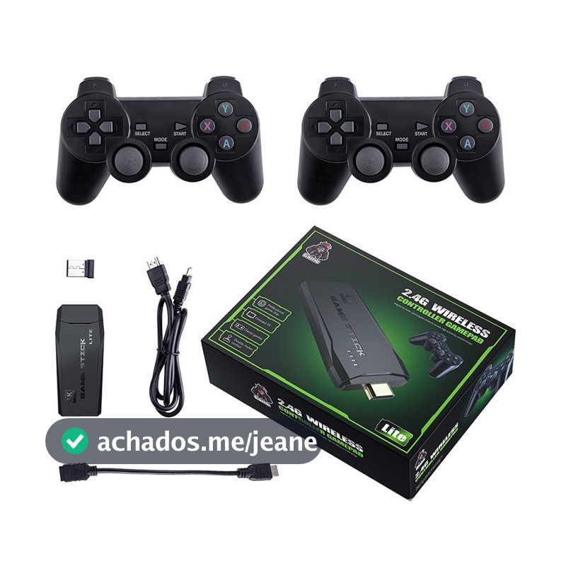 Videogame Stick 10mil 2 Controles Sem Fio Console Original Portatil Jogos Retro Antigo